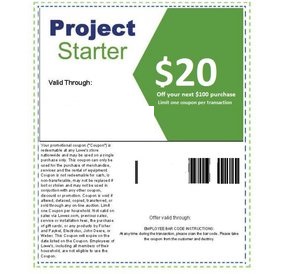 Lowe's $20 Off $100 Emailed Coupon with PayPal Option